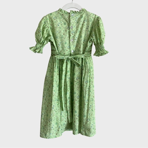 F487 La Coqueta Green Floral Carla Dress Hand Smocked Girls 6 6Y - Picture 2 of 13